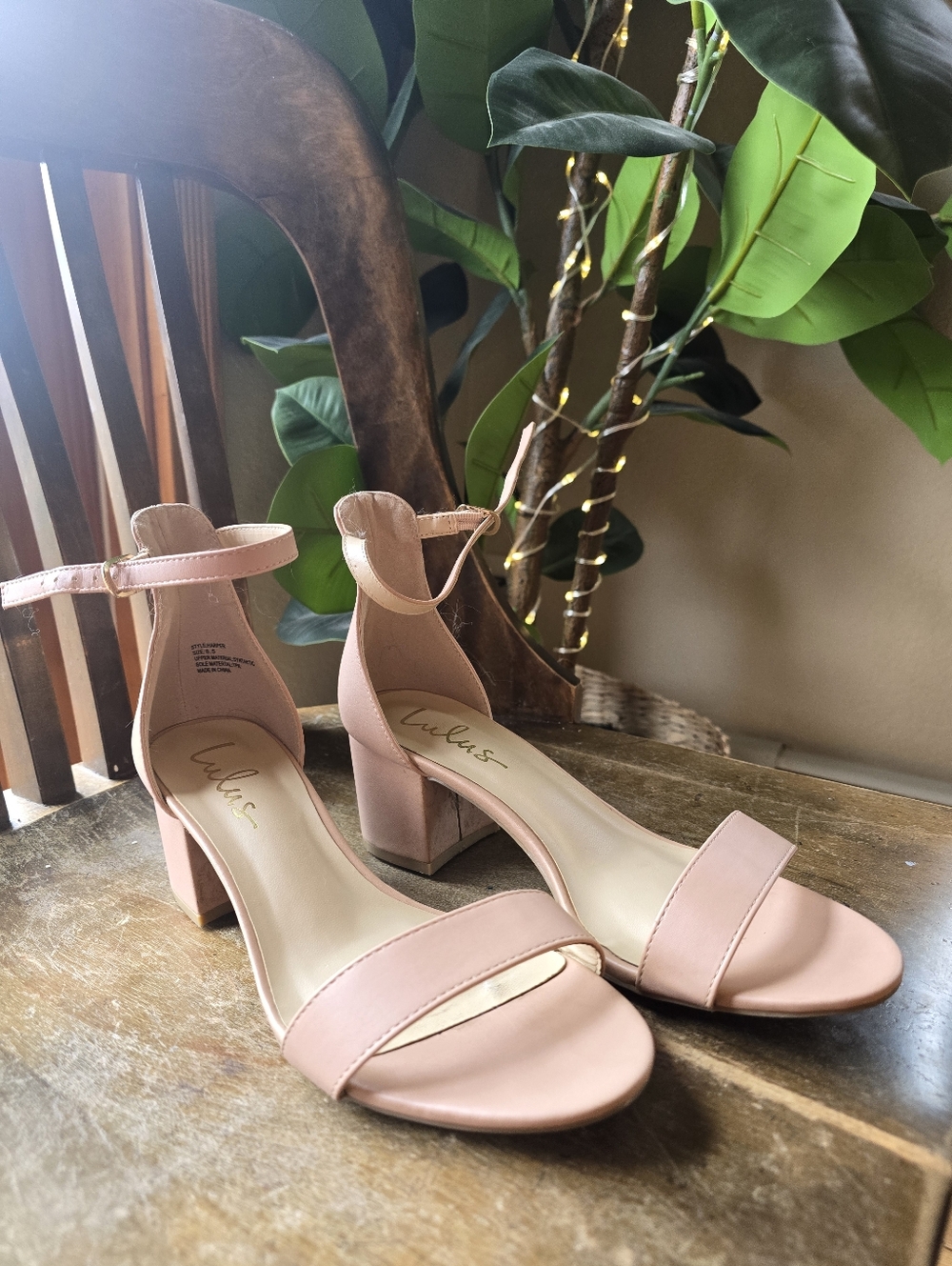 Lulu's Harper Almond (Blush Pink) Block Heel Ankle-Strap Sandals